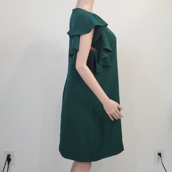 Julia Jordan Hunter Green Feather Sleeve Size 16 Dress - Picture 8 of 10